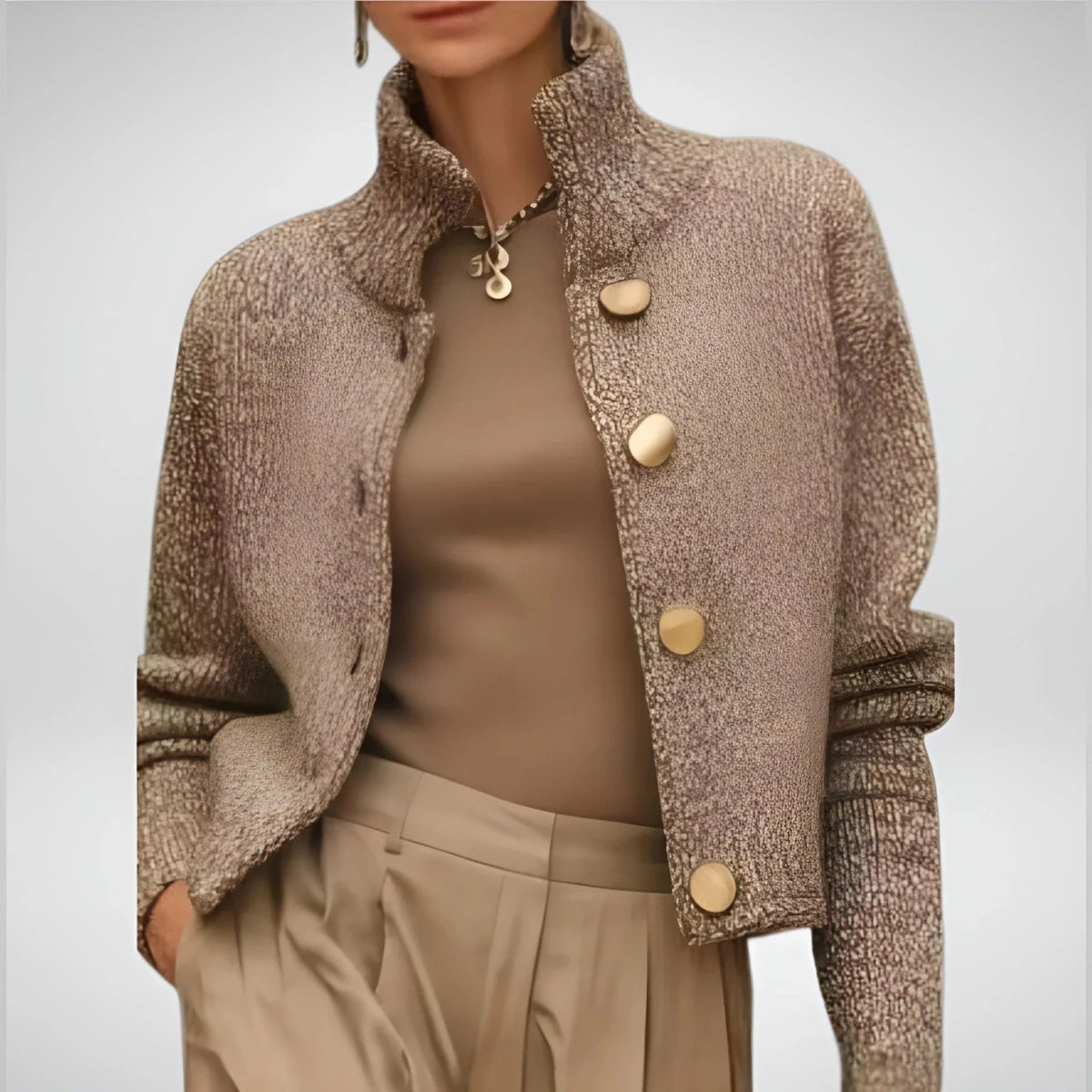 Aurora - Elegante chaqueta texturizada con botones grandes - AURA