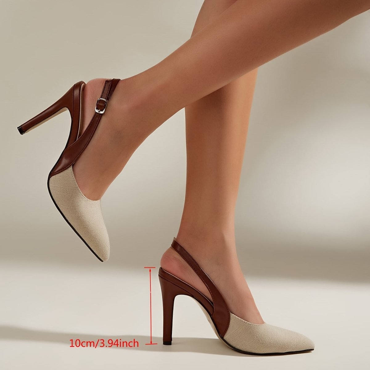 Amelia™ | Zapatos de tacón con talón abierto y detalles en contraste - AURA