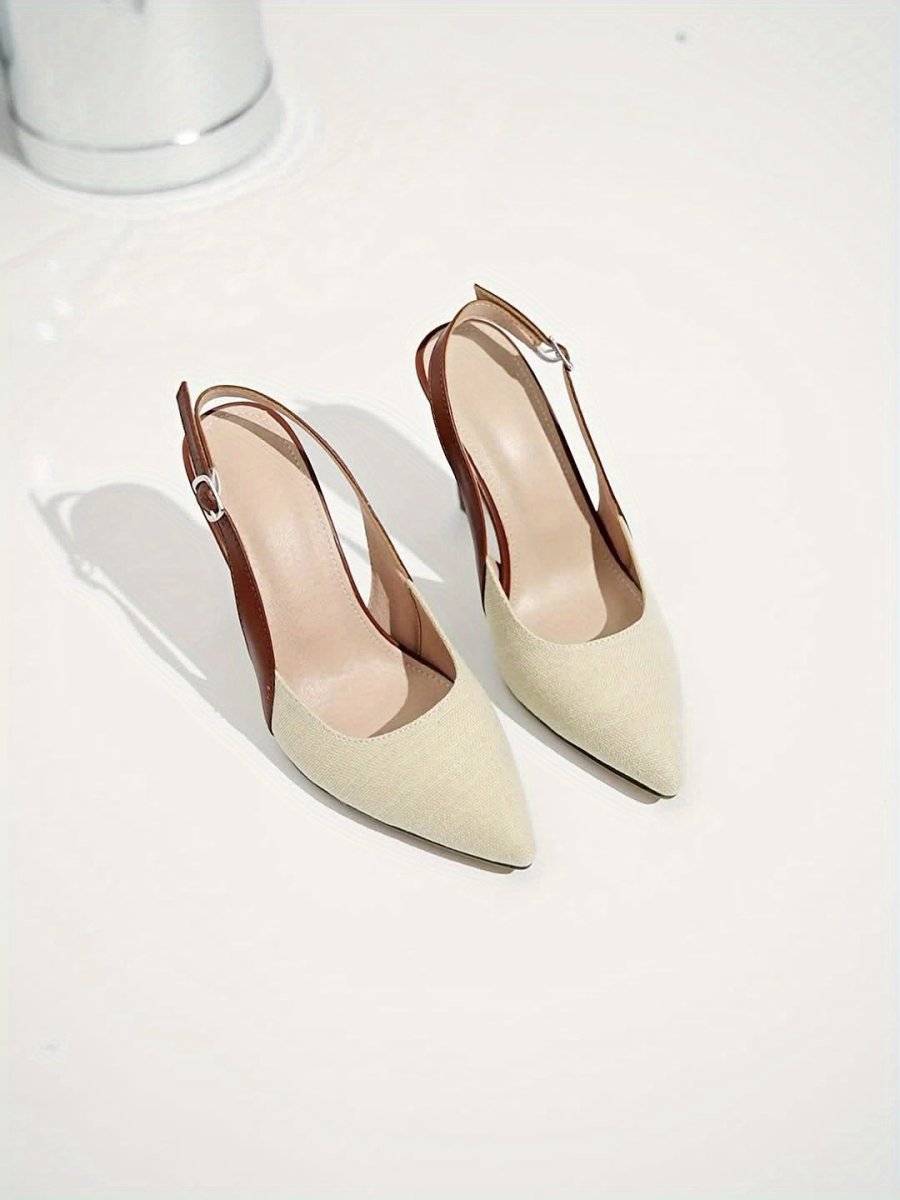 Amelia™ | Zapatos de tacón con talón abierto y detalles en contraste - AURA