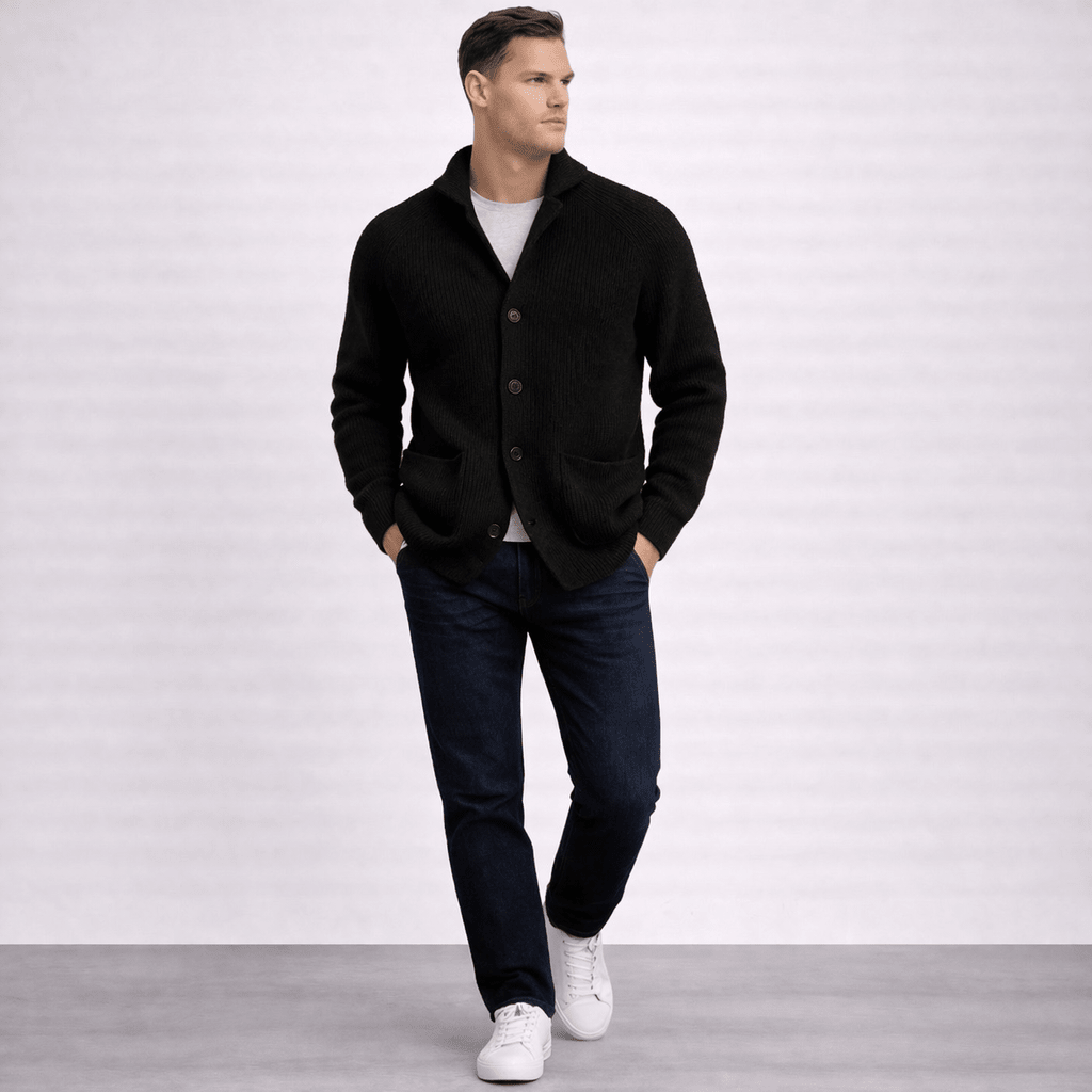 Hugo | Cárdigan de lana con canalé para hombre - AURA