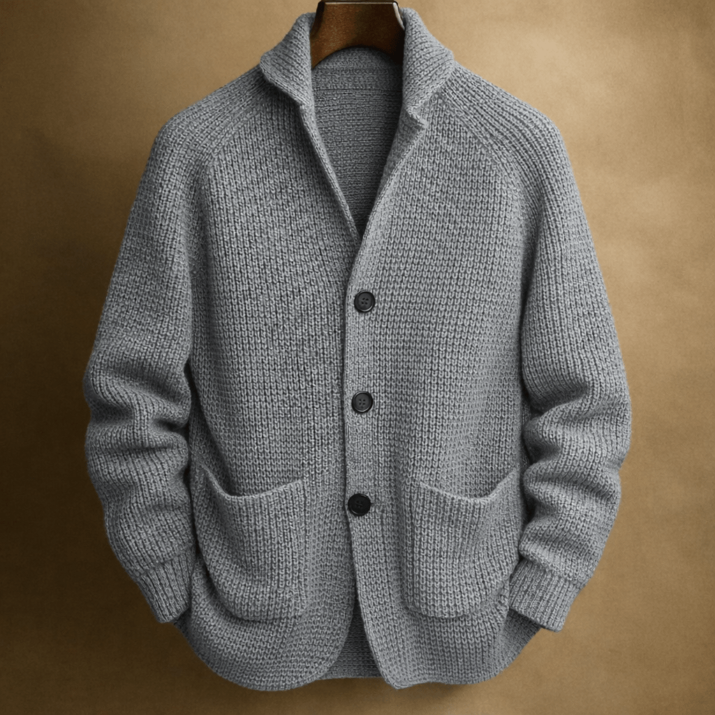 Hugo | Cárdigan de lana con canalé para hombre - AURA