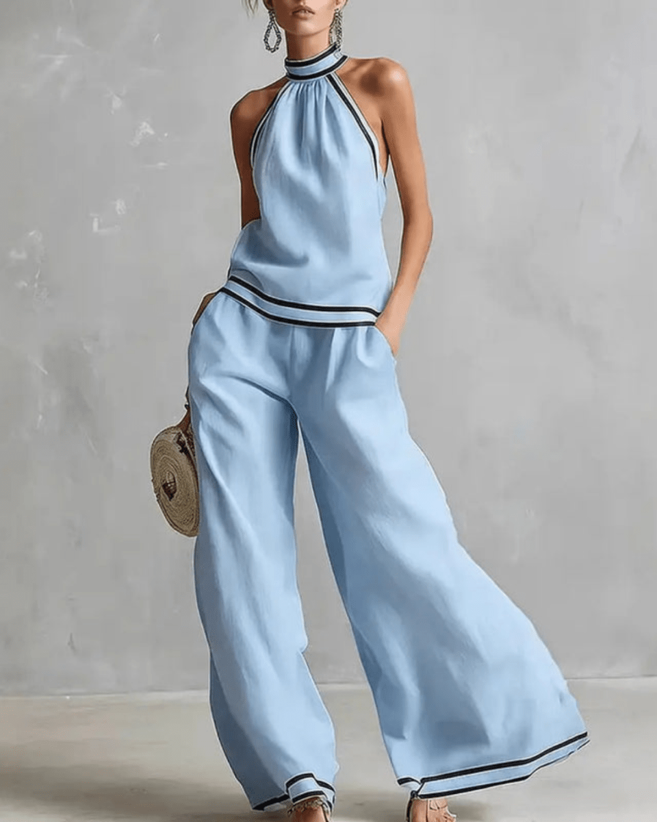 Isabella | Conjunto Halter Premium Algodón y Lino - AURA