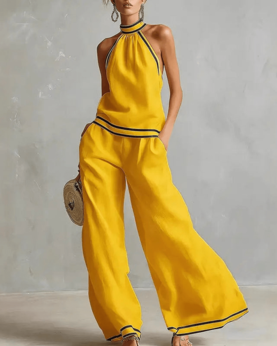 Isabella | Conjunto Halter Premium Algodón y Lino - AURA