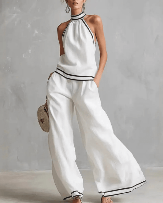 Isabella | Conjunto Halter Premium Algodón y Lino - AURA