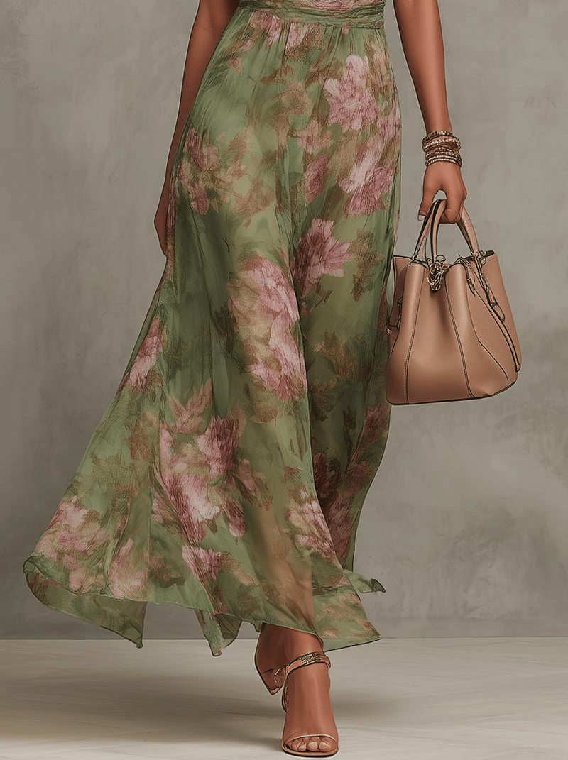 Livia | Vestido Maxi Halter Floral Elegante - AURA