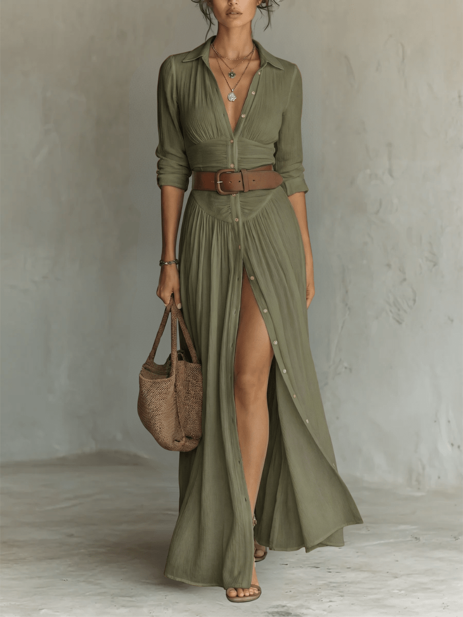 Lunara | Vestido Maxi Elegante con Cuello - AURA