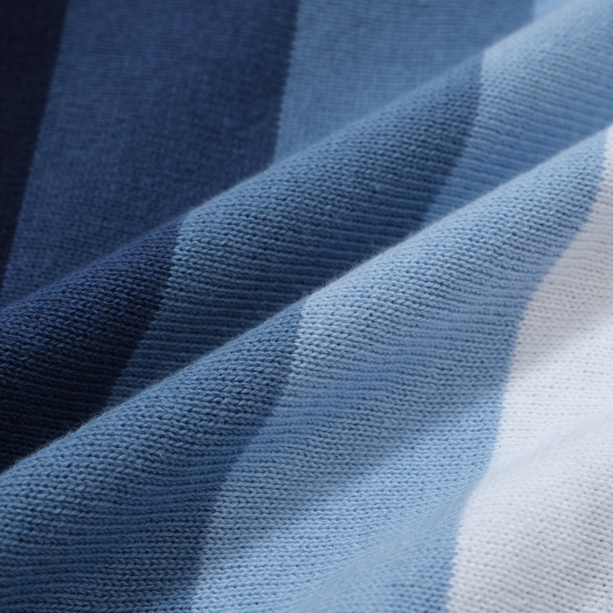 Men's 60s Vertical Stripe Knit Shirt – Navy and Sky Blue Button - Up Polo - AURA