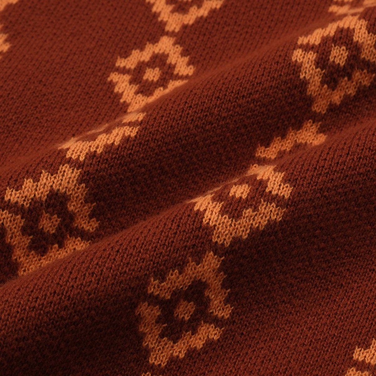 Men's 70s Retro Knit Polo – Rust Orange Geometric Short Sleeve Shirt - AURA