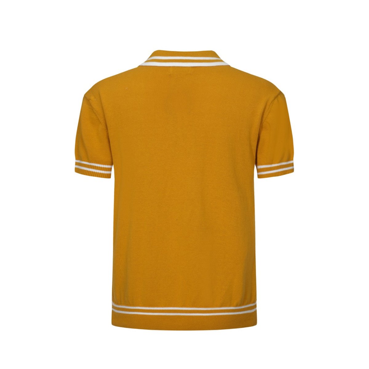 Men's Retro Yellow Textured Knit Polo – 60s Mod Short Sleeve Shirt - AURA