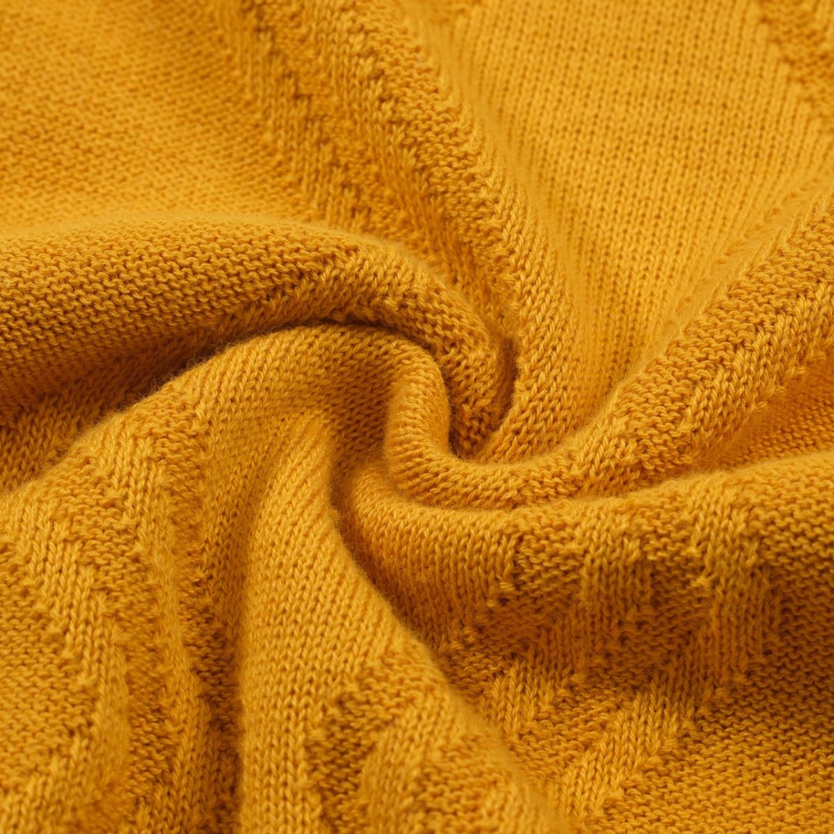 Men's Retro Yellow Textured Knit Polo – 60s Mod Short Sleeve Shirt - AURA