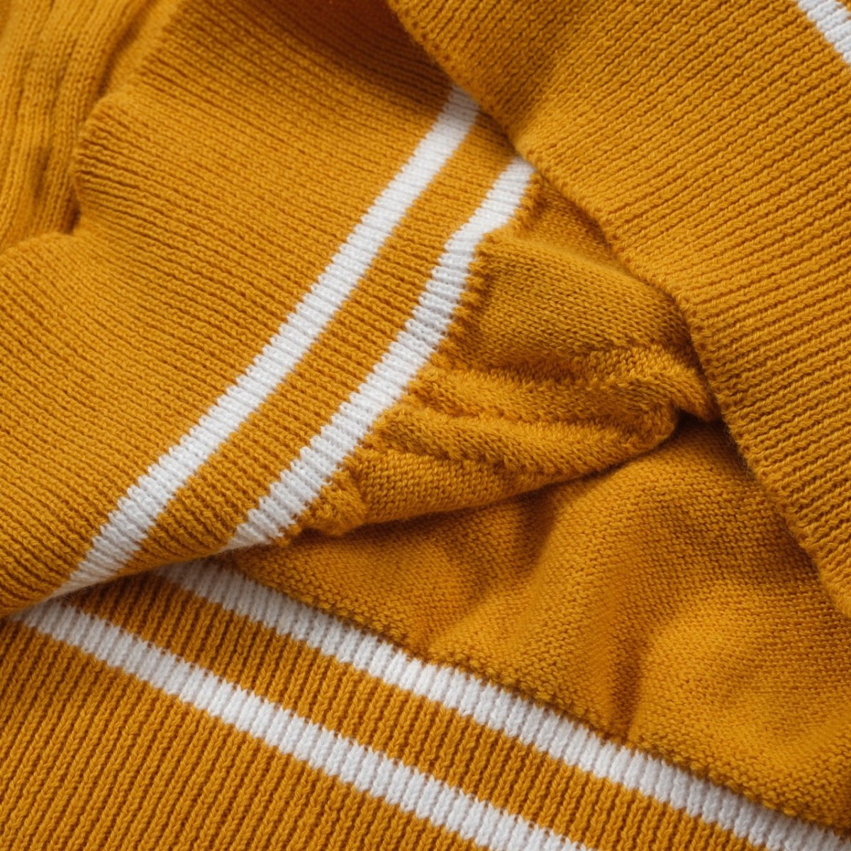 Men's Retro Yellow Textured Knit Polo – 60s Mod Short Sleeve Shirt - AURA