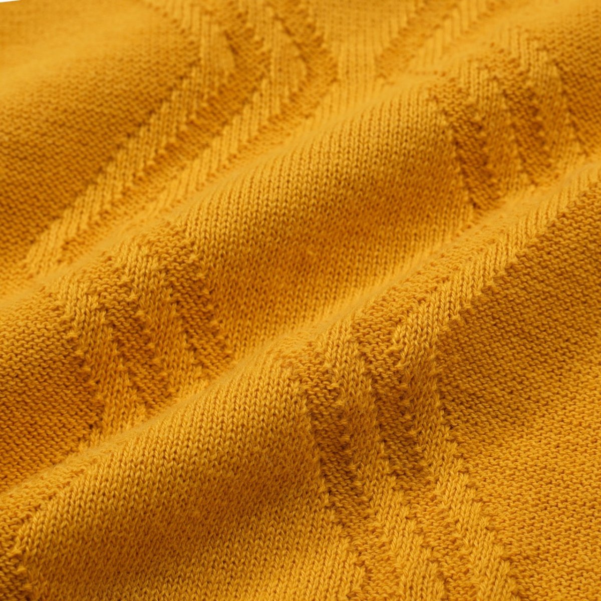 Men's Retro Yellow Textured Knit Polo – 60s Mod Short Sleeve Shirt - AURA
