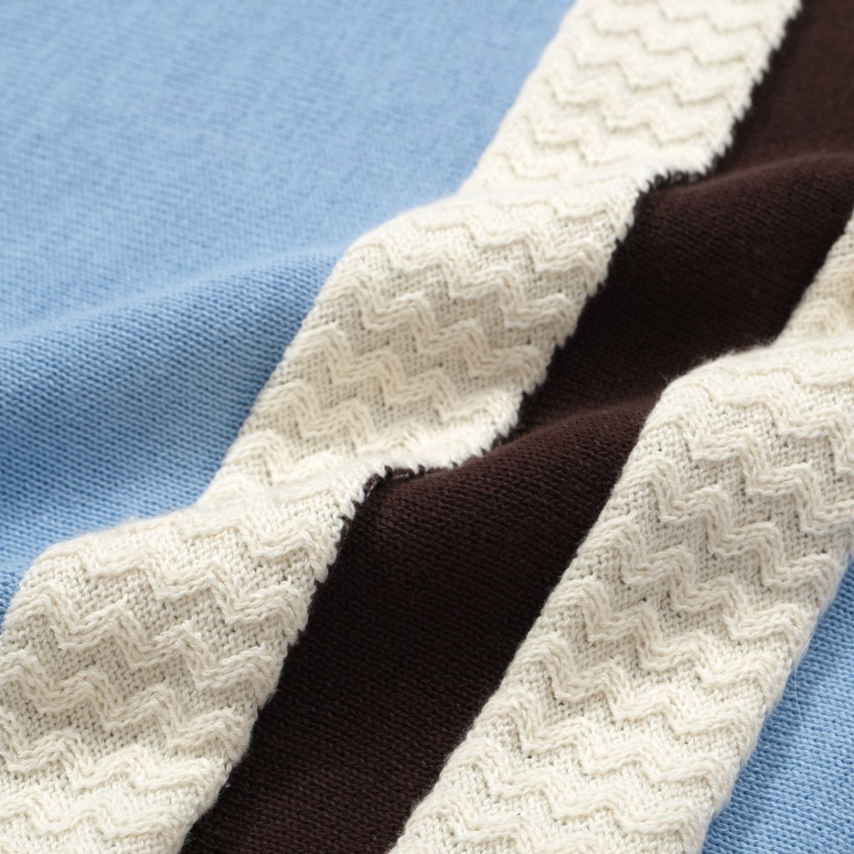 Men's Sky Blue Mod Stripe Knit Polo – 60s Vintage Short Sleeve Shirt - AURA