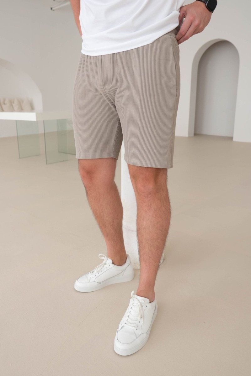 Ribbed Shorts In Stone - AURA