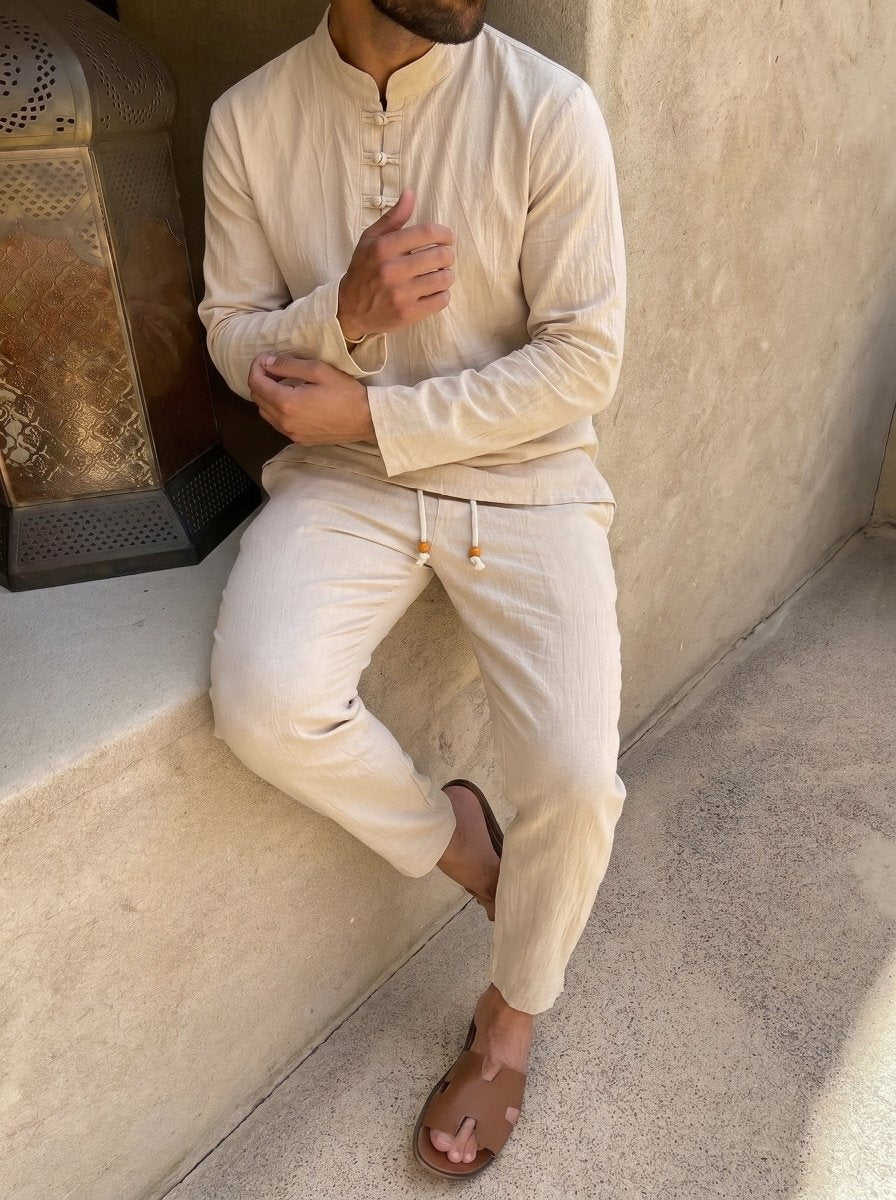 SANLÚCAR - Conjunto estilo chino de lino - AURA