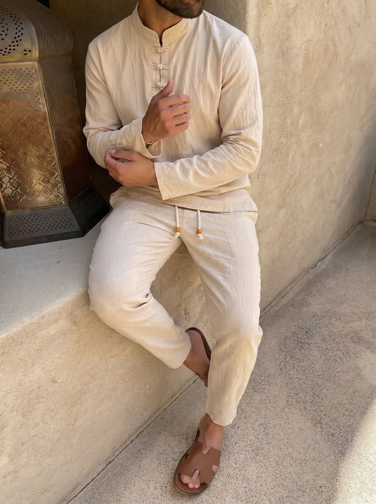 SANLÚCAR - Conjunto estilo chino de lino - AURA