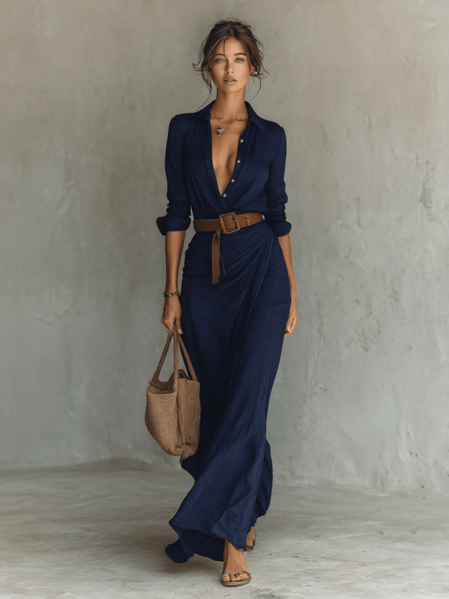 Serena | Vestido Maxi con Cinturón - AURA