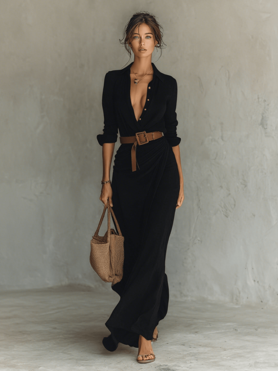 Serena | Vestido Maxi con Cinturón - AURA