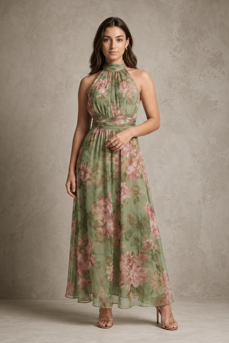 Valentina | Vestido largo estampado de verano - AURA