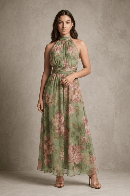 Valentina | Vestido largo estampado de verano - AURA