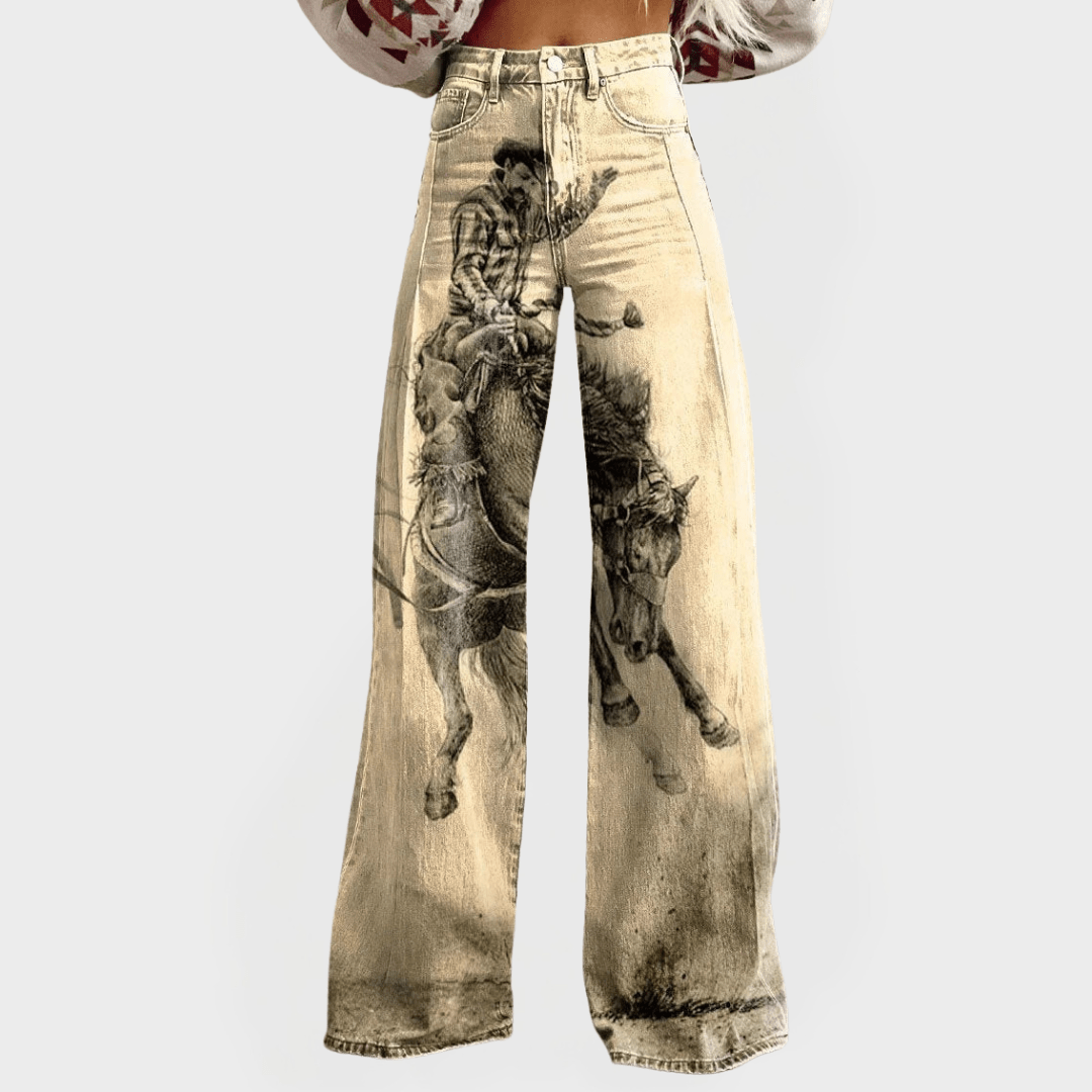 Vaqueros de moda de corte ancho con estampado - AURA