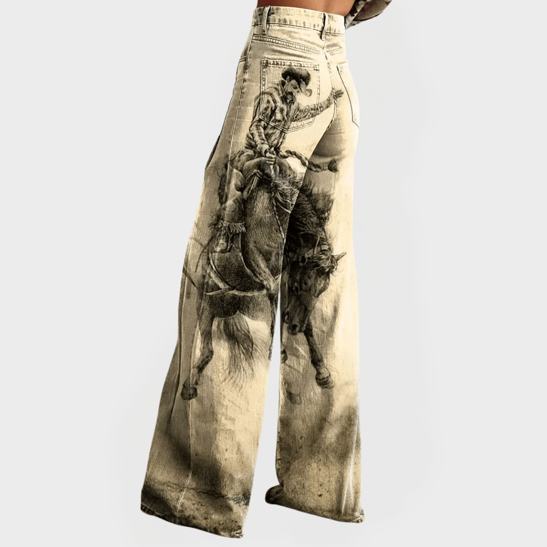 Vaqueros de moda de corte ancho con estampado - AURA