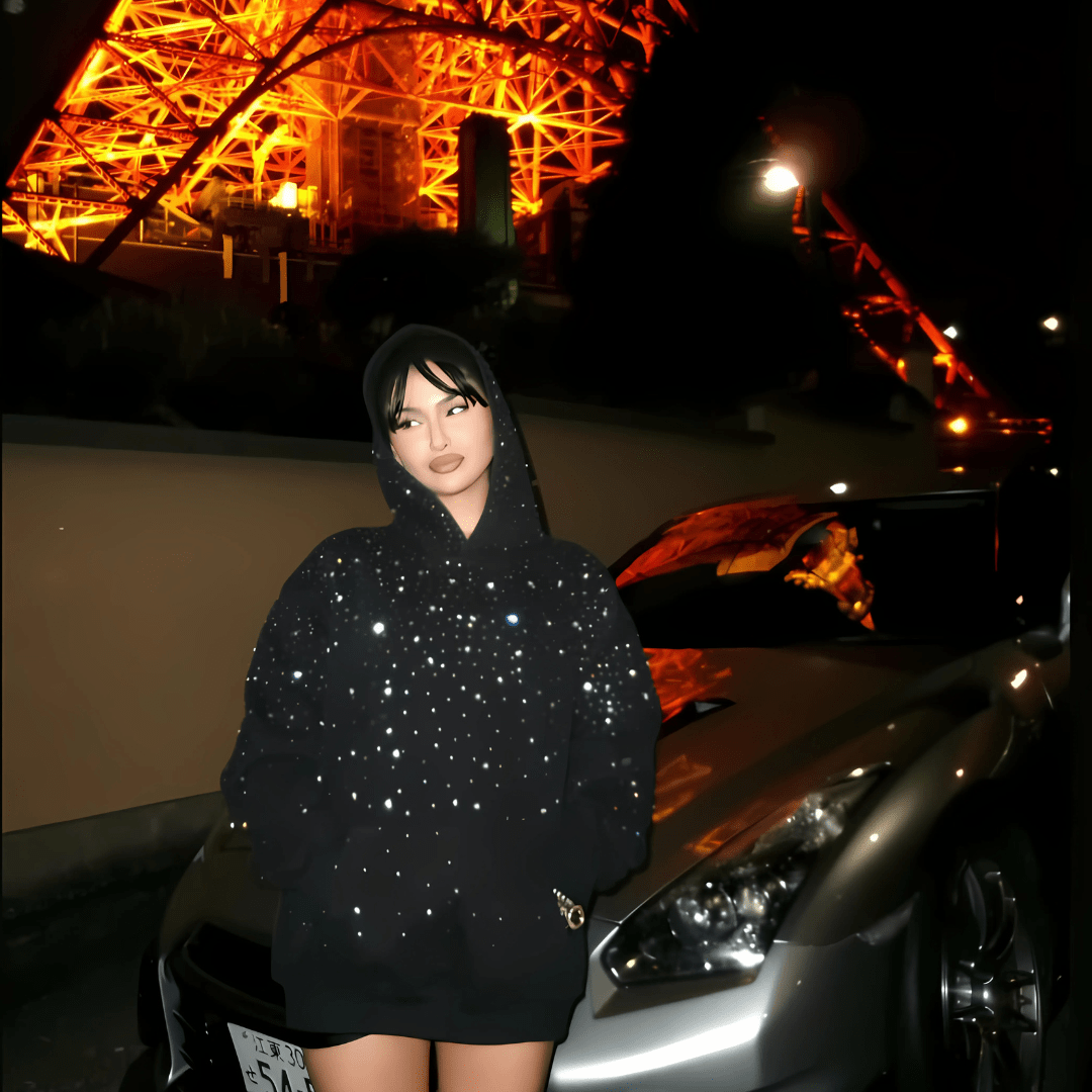 VYBES Rhinestone Galaxy Hoodie - AURA