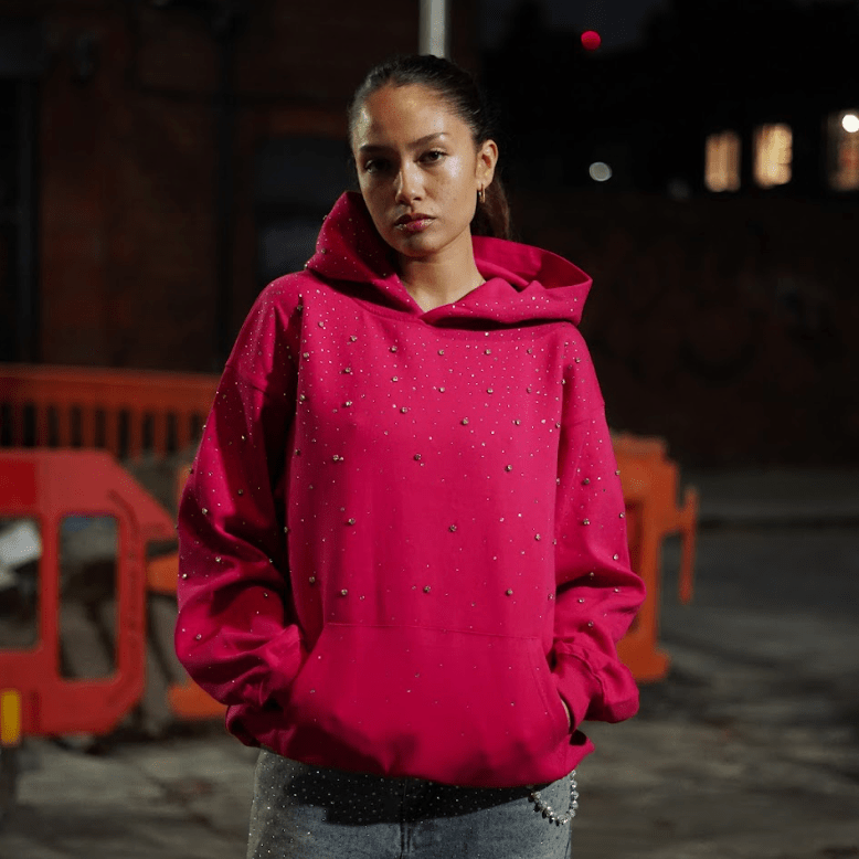 VYBES Rhinestone Galaxy Hoodie - AURA