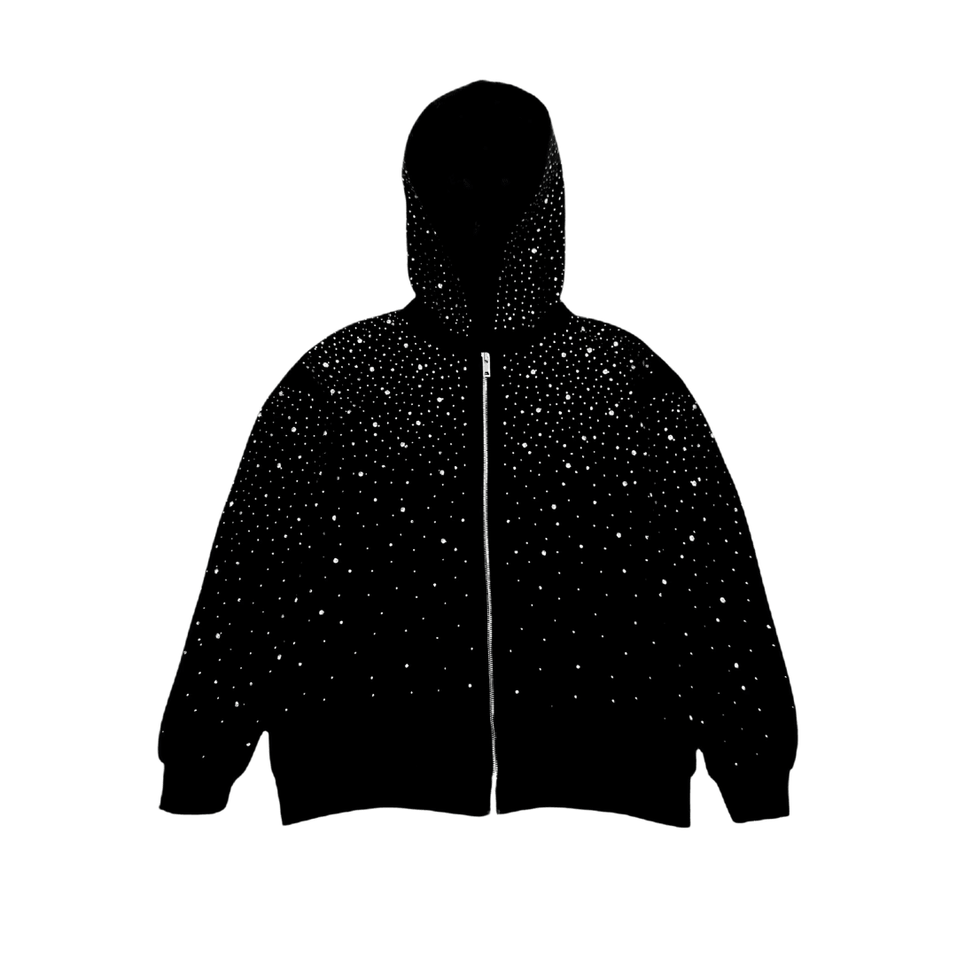 VYBES Rhinestone Galaxy Zip Up (Fur Lined) - AURA